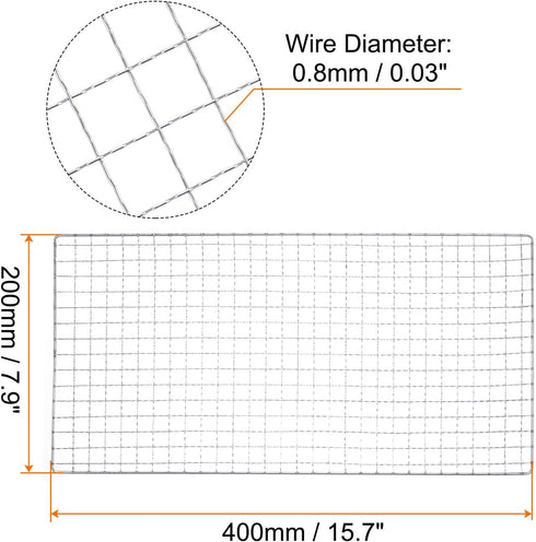 Square BBQ Grill Net 7.9"x15.7" Galvanized Iron Barbecue Mesh Mat for Baking Smoking Charcoal Grilling Roasting...