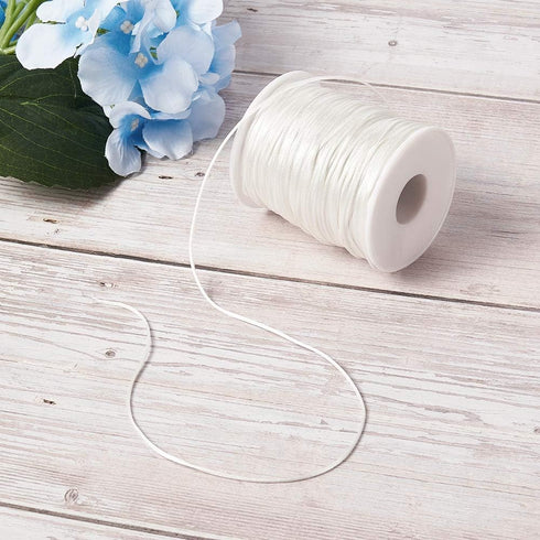 Pandahall Rattail Satin Cord 1.5mm White Polyester Trim Thread for Chinese Knot Kumihimo Macramé Scrapbooking Jewelry Making DIY Crafts Supplies 1...