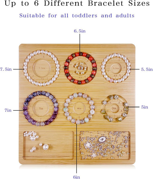 Favonuovy Bead Boards for Jewelry Making Bamboo Bracelet Making Bead Tray 5" 5.5" 6" 6.5" 7" 7.5" All in Inches Wooden Bracelets Sizer Measurement...