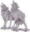 Alilang Silvery Tone Clear Rhinestones Emerald Green Eyes Howling Couple Wolves Animals Lapel Brooch Pin...
