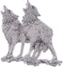 Alilang Silvery Tone Clear Rhinestones Emerald Green Eyes Howling Couple Wolves Animals Lapel Brooch Pin...