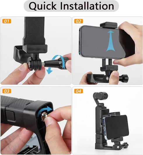 Camera Phone Holder Mount for DJI OSMO Pocket 3 Cell Phone Holder Tripod Adapter Phone Clip Clamp Expansion Accessories with 1/4” Screw for OSMO P...