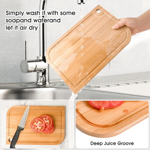 11.5"x 8" Small Bamboo Wood Cutting Board, Lightweight Wooden Fruit Cutting Board for Home....