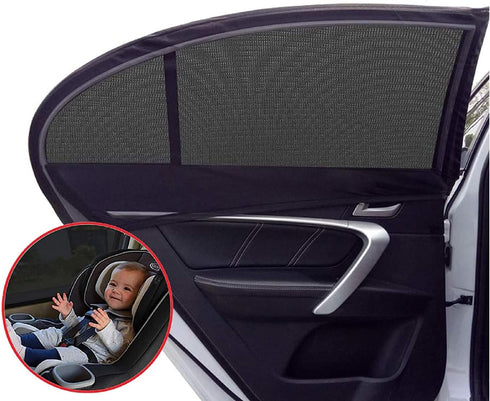 2Pcs Car Window Shade for Baby Universal Fit Adjustable Shade Breathable Mesh Car Curtains Window Net C a r Rear Door Outdoor Camping Netting (XL)...