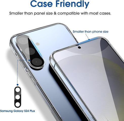 amFilm 2+2 Pack Auto-Alignment for Samsung Galaxy S24+/S24 Plus 6.7" OneTouch Tempered Glass Privacy Screen Protector + Camera Lens Protector, 30 ...