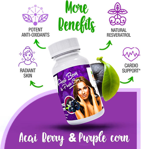 Acai with Purple Corn Capsules l 1000mg per Serving High Antioxidant Source Pills l Inmune Support Superfood l (100 count)...