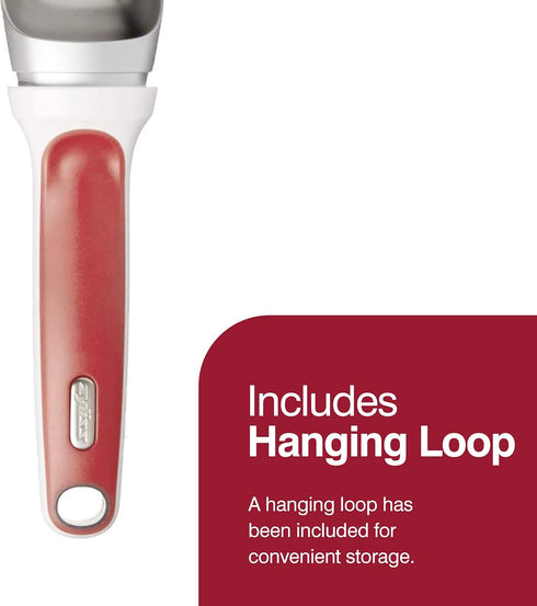Zyliss Right Scoop Ice Cream Scoop - Ergonomic, Dishwasher-Safe Ice Cream Scooper Perfect for Gelato, Sorbet, Frozen Yogurt & More - Red...