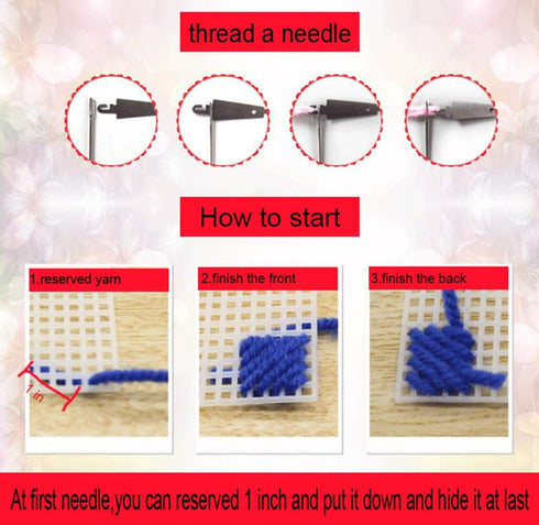 Btibpse 3D Cross Stitch Kits Simple Embroidery Kits DIY Tissue Box for Woman and Girls Plastic Canvas Kit (Red+yellow)......