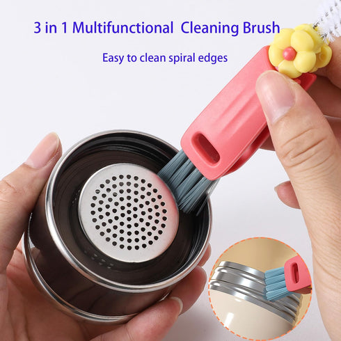 3 in 1 Cup Lid Cleaning Brush, 2024 New Crevice Cleaning Brush for Bottle Gap Tight Spaces Cup, 2 Pack Multifunctional Bottle Cleaning Tools (2 Pc...