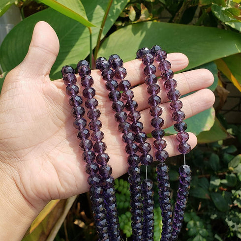 10mm Violet Rondelle Glass Beads for Jewelry Making 200pcs Faceted Briolette Shape Crytal Spacer Beads Assortments Supplies Accessories for Bracel...