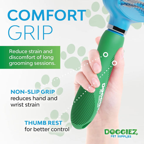 Double Row Dog Rake Deshedding Comb for Matted Hair - Top Fur & Undercoat Deshedding Brush for Dogs & Cats, Long Hair & Short - Undercoat Rake Bru...