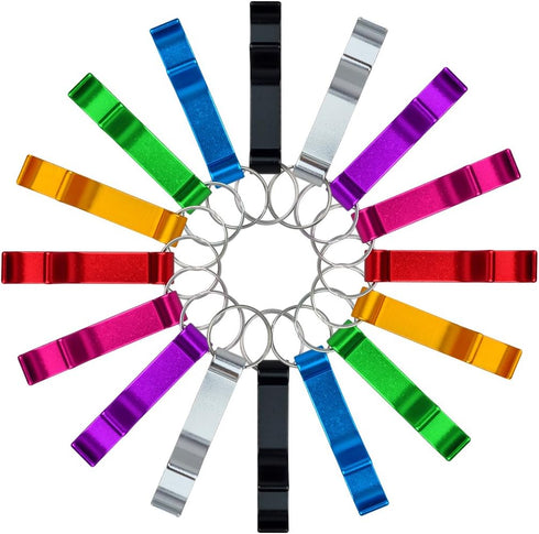16 pcs 8 Colored Metal Bottle Opener, Split Key Ring Chain Keychain Bulk Aluminum Pocket Claw Bar Soda Beverage Beer Bottle Opener...