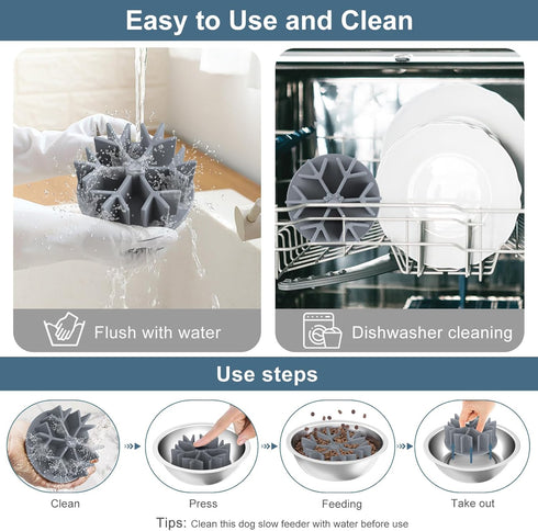 Upgraded Dog Slow Feeder for Slow Down Eating, Insert Slow Feeder Dog Bowl, with 27 Strong Suction Cups, Easy to Clean, Silicone Slow Eating Bowl ...