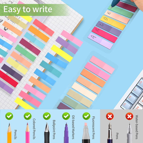 2800pcs Book Tabs for Annotating, Writable Morandi Translucent Page Markers Sticky Tabs, Repositionable Book Flags Strip, Annotation File Index Ta...