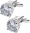 Polyhedral Zircon Gemstone Cufflinks for Men In Gift Case Round Golden/Silver Zircon Crystal Men's Cufflinks Set for Wedding Party Anniversary Bus...