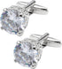 Polyhedral Zircon Gemstone Cufflinks for Men In Gift Case Round Golden/Silver Zircon Crystal Men's Cufflinks Set for Wedding Party Anniversary Bus...