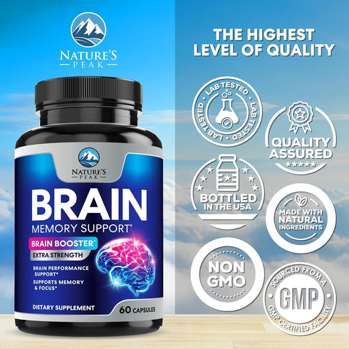 Brain Supplements for Memory and Focus, Nootropic Support for Concentration, Clarity, Energy, Brain Health with Bacopa, Cognitive Vitamins, Phosph...