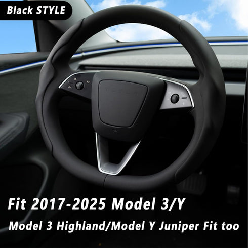 for 2017-2025 Tesla Model Y/Juniper Steering Wheel Cover Decorative,Fit Model 3/Highland Suede Steering Wheel Cover Protection Interior Auto Non S...