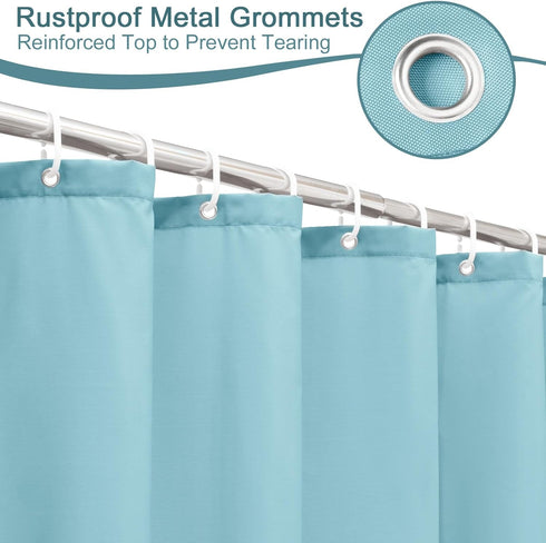 AooHome Extra Long Shower Curtain 72x78 Inch, Fabric Shower Curtain Liner for Hotel with Hooks, Weigthed Hem, Water Repellent, Blue...