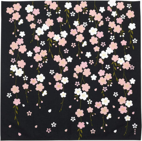 HAMAMONYO Furoshiki(20 in.) 'Weeping Cherry at Night'...