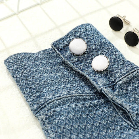 7Pairs Classic Mens Cufflinks Stylish Colour Fabric Shirt Clip Cuff Links Round Buttons Commercial Accessories Plain Wedding Party...
