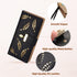 Women's Long Leaf Bifold Wallet Leather Card Holder Purse Zipper Buckle Elegant Clutch Wallet Handbag for Women - Black...