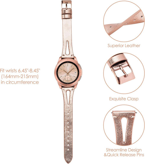 TOYOUTHS Compatible with Samsung Galaxy Watch 7/FE/6/5/4/Active 2 40mm 44mm Band, 20mm Leather Strap for Galaxy Watch 6 Classic 43mm 47mm/Watch 5 ...