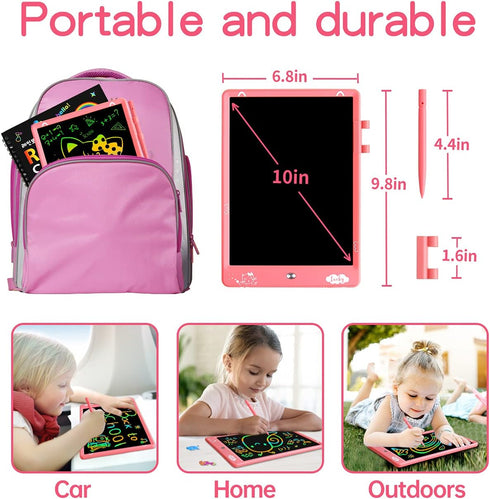 ZMLM LCD Drawing Tablet for Girls - 10 Inch Colorful Doodle Writing Pad Reusable Learning Educational Scribbler Toy for Children Boy 3 4 5 6 7 8 9...