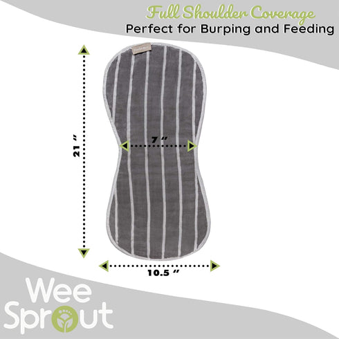 WeeSprout Unisex Organic Towel Cotton Burp Cloths, Set of 4, Four Ultra-Absorbent Layers Keep Clothes Dry, Button Transforms into Baby Bib, Machin...