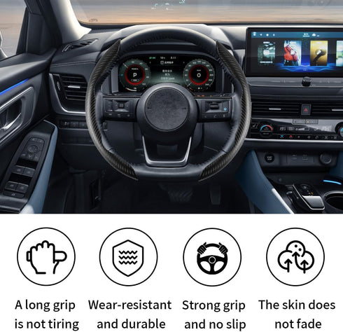 Carbon Fiber Anti-Skid Car Steering Wheel Cover - Segmented Butterfly Steering Wheel Protector Anti-Slip Universal Fit for Most Cars, SUVs Interio...