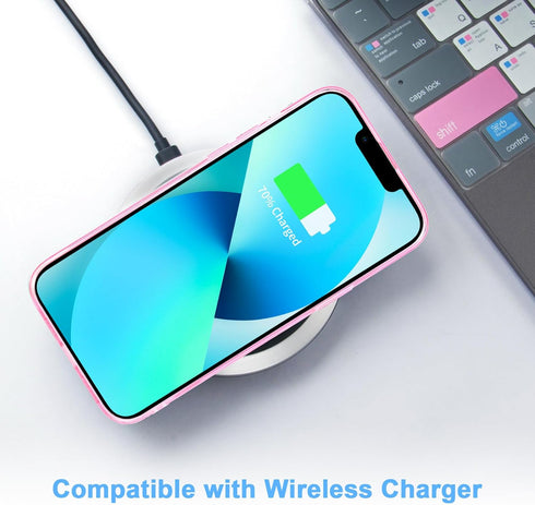 JJGoo Compatible with iPhone 13 Case, Clear Pink Soft Shockproof Protective Slim Thin Phone Bumper Cover for iPhone 13-6.1 inch 2021...