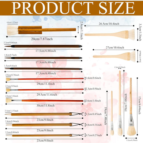15pcs Pottery Glaze Brushes, Wood Long Handle Artist Fan Paint Ceramic Brushes Set Art Painting Tools for Acrylic Watercolor Pottery Oil Painting ...