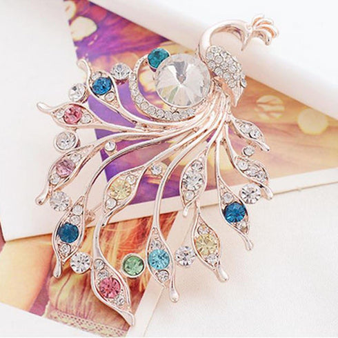 Comelyjewel Brooch Pin Women's Peacock Color Rhinestones Breastpin for Wedding/Banquet/Bouquet...