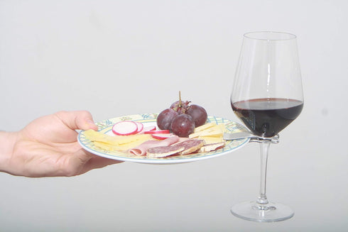 Stainless Steel Wine Glass Holder and Plate Clip - Elegant & Sturdy Wine Saver. Perfect for Dinner or Party. (Pack of 3)...