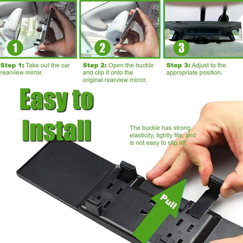 WSSROGY Car Rearview Mirror HD Glass 12 Inch Anti Glare Clip On Panoramic Wide Angle Car Interior Rear View Mirror Universal for Cars SUVs Trucks ...