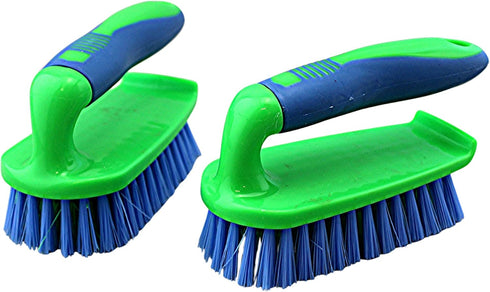 Dependable Industries Inc. Essentials Scrub Brush Comfort Rubber Grip & Flexible Stiff Bristles Heavy Duty for Bathroom Shower Sink Carpet Floor -...