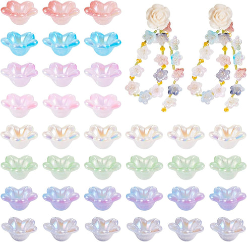 Craftdady 400Pcs Acrylic Flower Spacer Bead Caps 8 Colors Floral Bead Charms 5-Petal Plant Cute Bead End Caps for Women DIY Crafts Earrings Bracel...