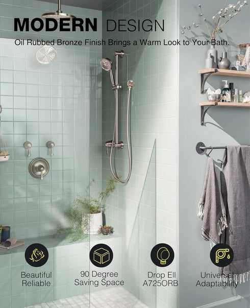 A725ORB Round Drop Ell Handheld Shower Wall Connector, Oil-Rubbed Bronze...