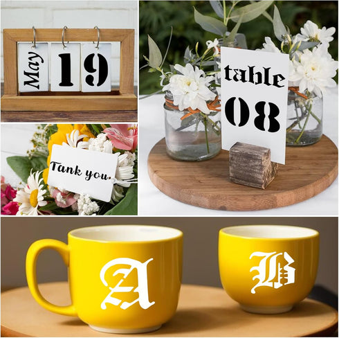 Small Letter Stencils for Painting on Wood Crafts Reusable Alphabet Stencil Art Paint on Wall Canvas Pattern Paint Number Stencils for Journal Car...