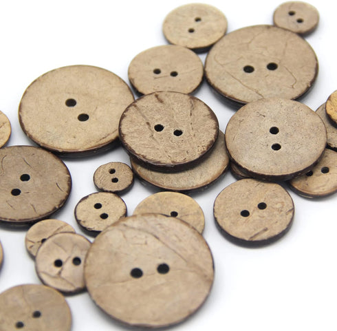 100pcs 20mm(0.787inch) Brown Natural Coconut Shell Buttons, 2 Holes Eco-friendly Wooden Buttons for Sewing, Children Handmade Scrapbooking, Baby C...