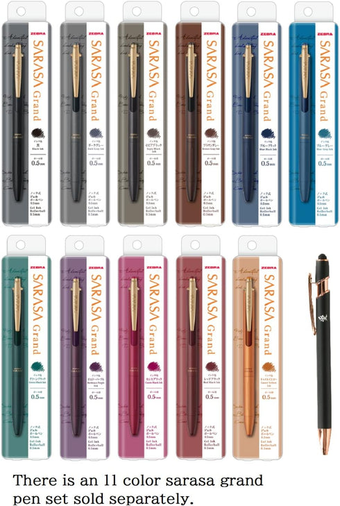Sarasa Zebra Gel Ballpoint Pen Grand 0.5mm 11 Color Retractable Pen Refill Set RJF5 With Original Stylus Ballpoint Touch Pen......