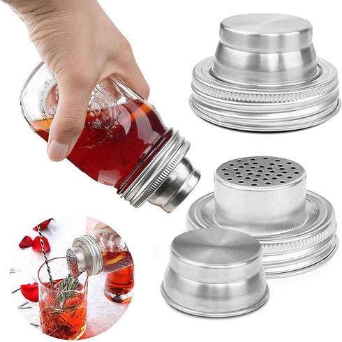 8 Pack Mason Jar Shaker Lids, Stainless Steel Shaker Lids for Mason Jars, Mason Jar Spice Lid with Silicone Seal for Regular Mouth Jar (Jar Not In...