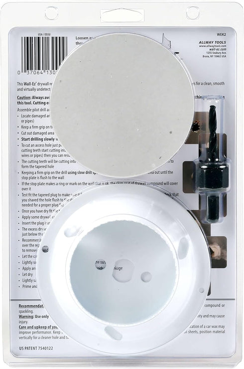 ALLWAY WEK2 Wall-EZ Drywall Repair Kit with Tapered Hole Saw and 2 Drywall Plugs...