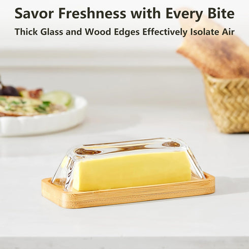 Cute Glass Butter Dish with Lid, Butter Dish with Knife for Countertop and Refrigerator Door Shelf, Butter Holder Only Suitable for East Coast But...