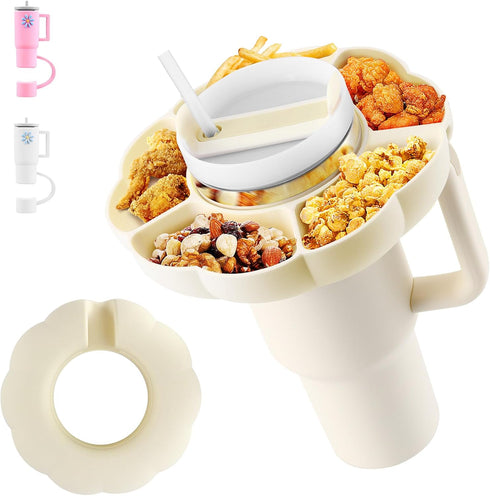 Snack Bowl for Stanley 40 oz Tumbler with Handle, Stanley snack tray Compatible with Stanley Cup 40 oz, Silicone Snack Ring for Stanley Cup, Snack...
