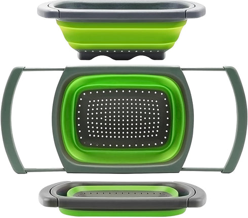 Qimh Colander collapsible, Colander Strainer Over The Sink Vegetable Fruit Strainer Basket (6 Quart) with Extendable Handles, New Kitchen Essentia...