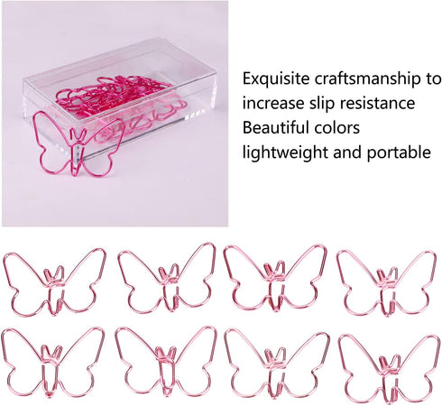 50Pcs Butterflies Paperclip Set, Pink Cute Paperclips, Metal Paperclips for Office, Home, and School Use...