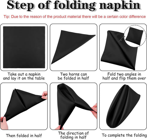 ANECO 12 Pieces Satin Napkins Soft Dinner Napkins Square Table Napkins 17 x 17 Inches for Restaurant Weddings Party Dinner Decoration (Black)...
