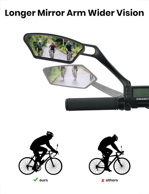 MAGICYCLE 2024 New 360 degree retractable Bike Mirrors 1 Pair Handlebar Rear View Mirror E-Bike Mirrors Adjustable Rotatable Safe Wide Angle HD Gl...