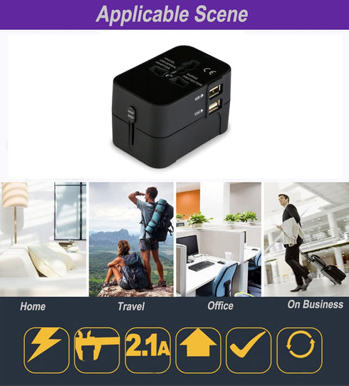 Premium Travel Adapter, Portable Universal All in One Worldwide Power Adapter, European Travel Plug Adapter, Power Converter Adapter, for AC Power...